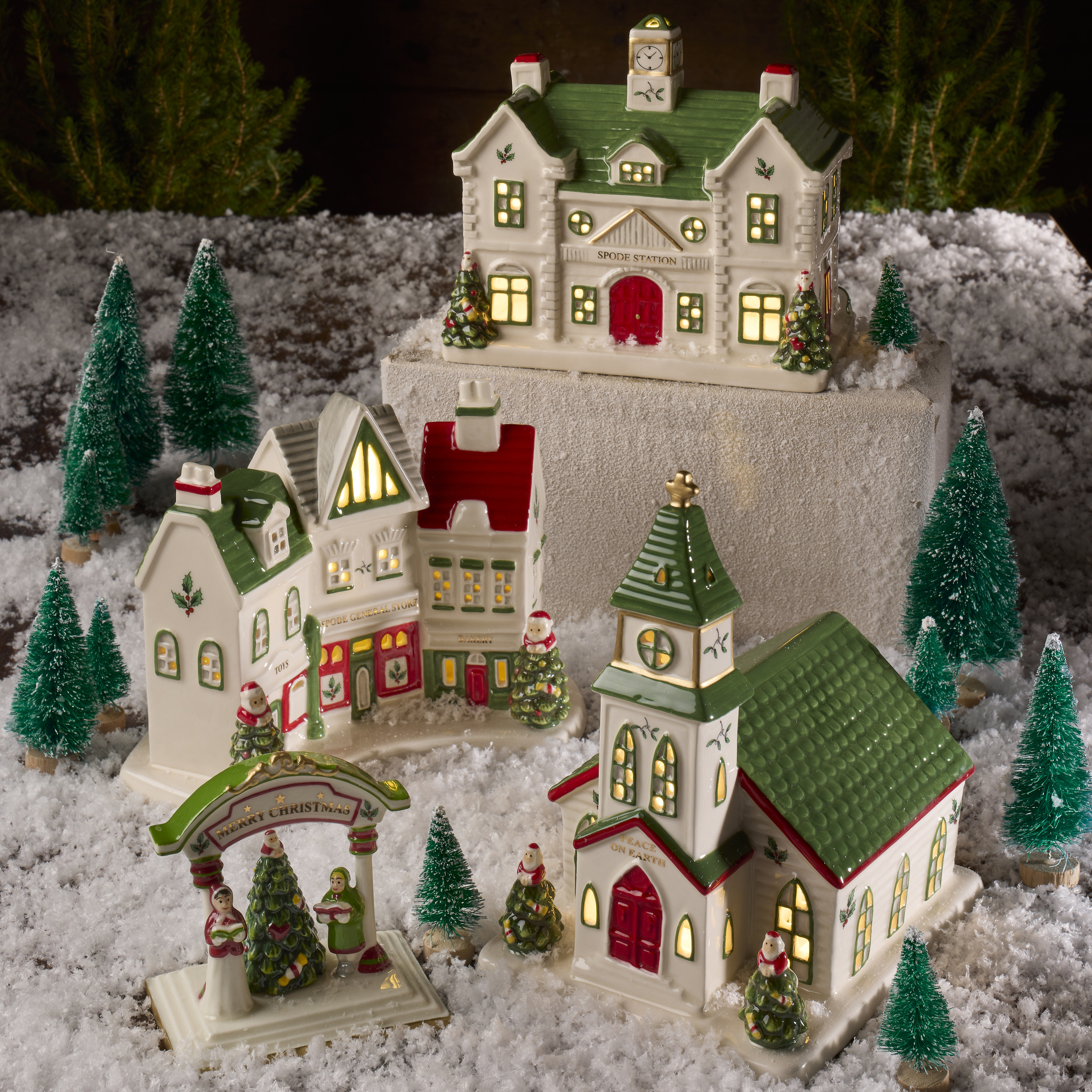 Christmas Tree Village Station Ornament image number null